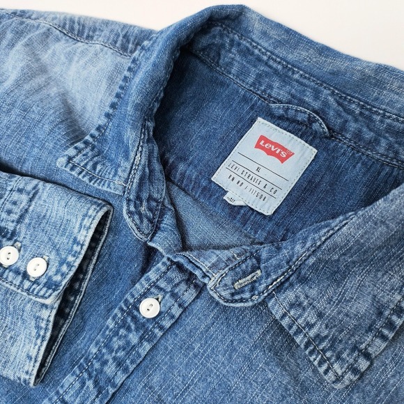 Levi's Shirt Men's XL, 3LGLW1344 Matthew Hunk Blue‎ Denim Western Button Front - Picture 1 of 7